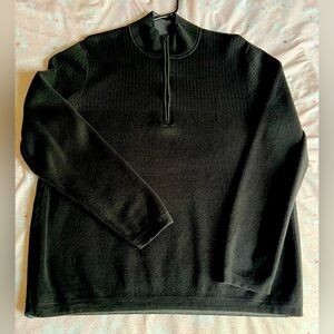 REI Co-Op Men's Black and Charcoal 3/4 Zip-Up Ribbed Sweater Size Large